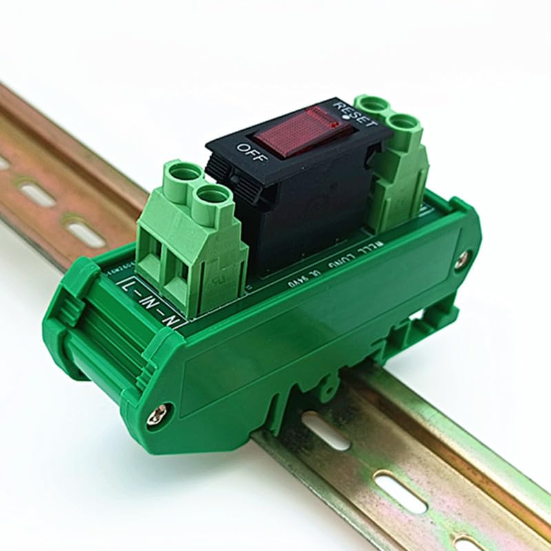 DIN Rail Mount Rocker Switch Thermal Circuit Breaker Overload Protector Module.