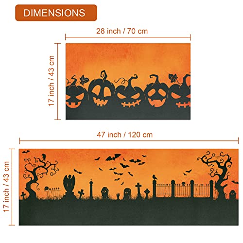 Halloween Kitchen Mat Set Of 2 Non Slip Thick Kitchen Rugs And Mats For Floor Comfort Standing Mats For Kitchen, Sink, Office, Laundry, 17"X47"+17"X28" #TOP2