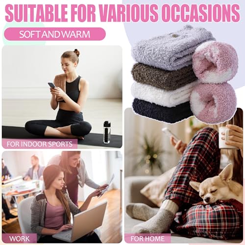 Image of ZaYang Womens Fuzzy Slipper Socks Cute Animal Soft Warm Winter Microfiber Sleeping Socks