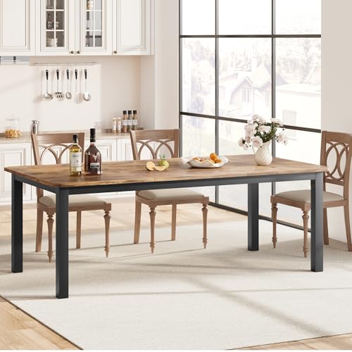 IDEALHOUSE 78.7" Long Rectangle Dining Table for 6-8 People, 200cm Industrial Retro Wood Grain Dinner Table (Only Table) by IDEALHOUSE - Image 2