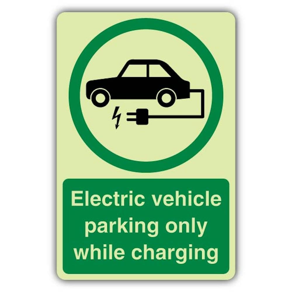 V Safety - Señal de seguridad fotoluminiscente para vehículos eléctricos (400 x 600 mm), vinilo autoadhesivo, doble brillo