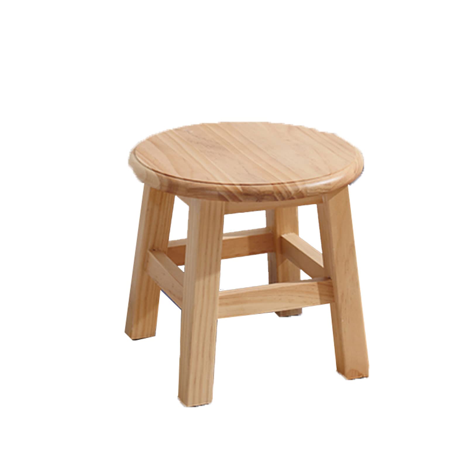 Small Solid Wood Stool Low Stool Household Shoe Changing Stool Footstool Bench Stool for Living Room Bedroom Kitchen (Round, D)