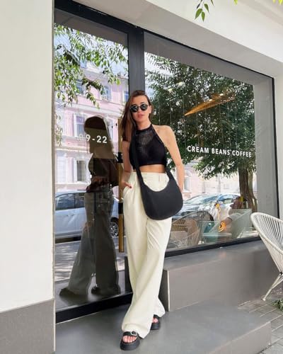 Shoulder Bags for Women,Nylon Crescent Bag Casual Shoulder Crossbody Hobo Handbag with Adjustable Strap2