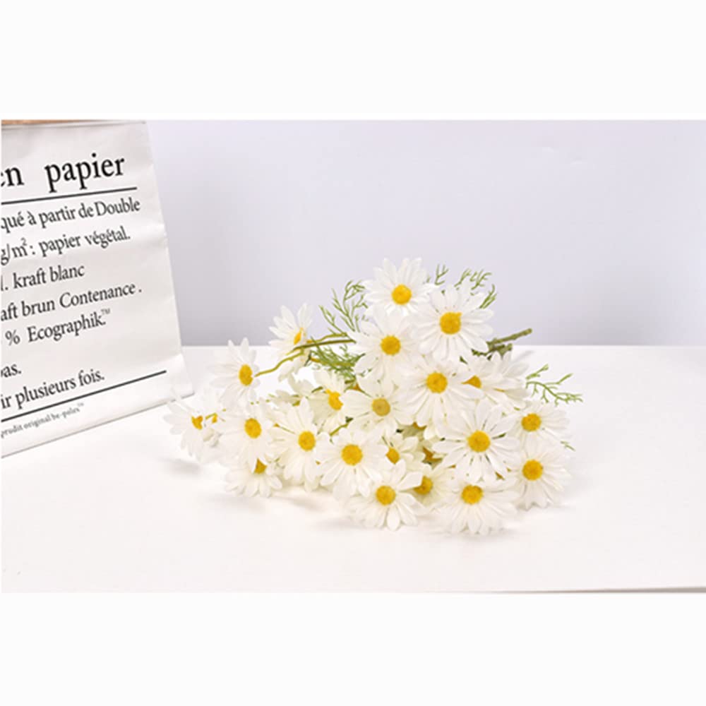 OUKEYI 12 Bundles Artificial Flowers White Artificial Daisy Flowers UV Resistant Outdoor Fake Wildflowers with Stems Faux Greenery Shrubs Plants Arrangements for Wedding Decoration Home Decoration - Image 4