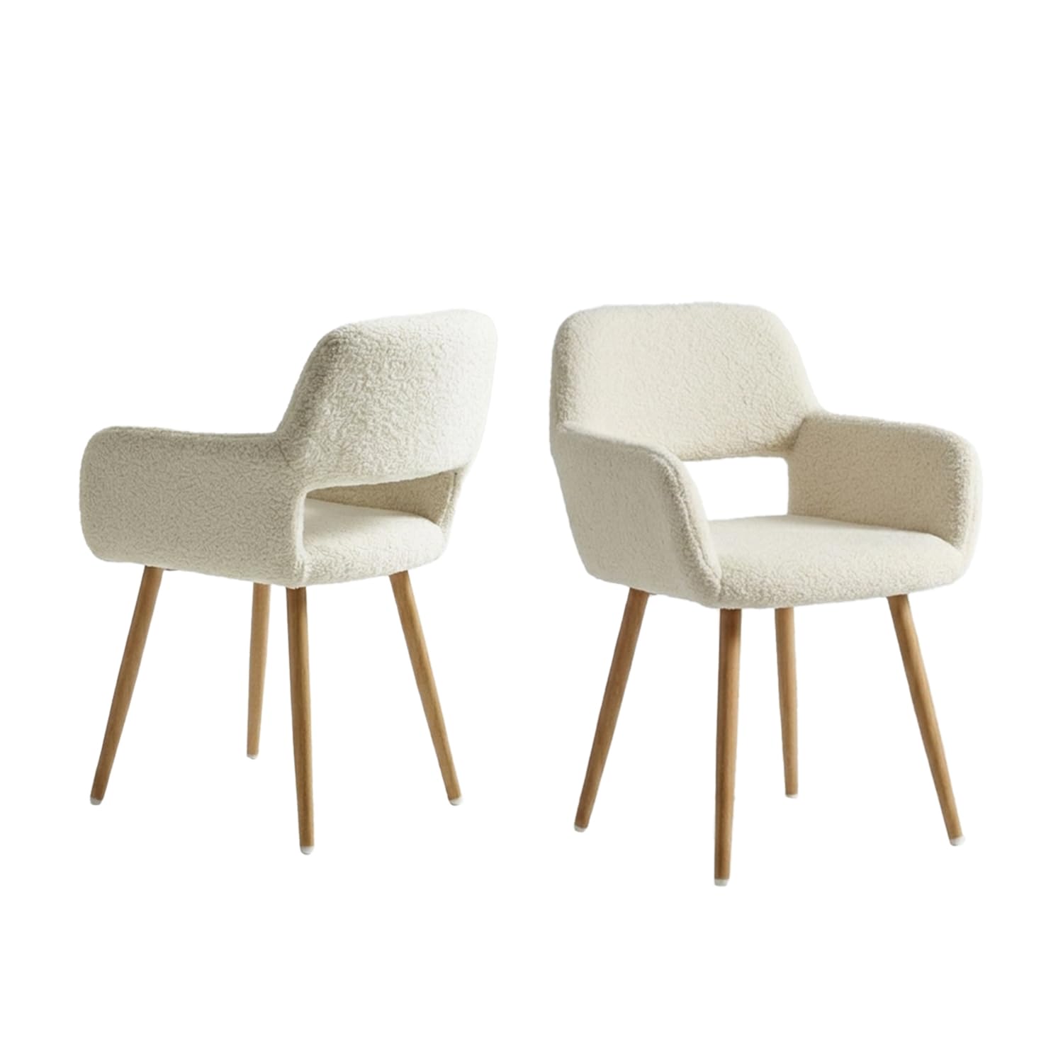 MEUBLE COSY Set di 2 Sedie da Pranzo Poltrona Imbottito con Schienale Braccioli in Tessuto Sherpa Gambe in metallo per Cucina Sala Soggiorno
