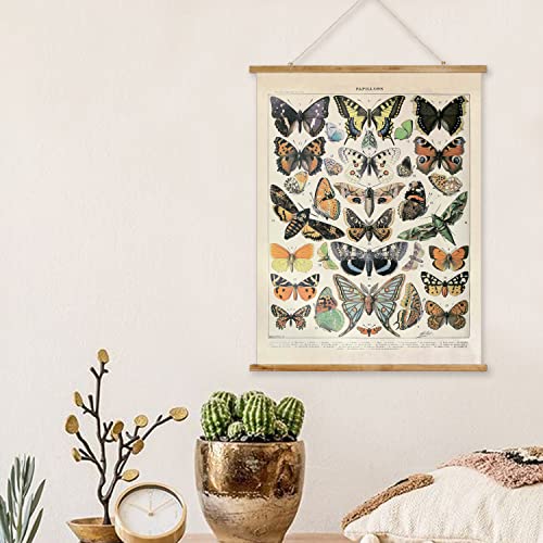 Vintage Butterfly Poster Hanger Frame, Retro Style Wall Decor Art Painting, Patterns Are Printed On Canvas Without Fading, Living Room Office Classroom Bedroom Apartment Decor,Educational Chart #TOP3