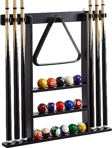 Support de queue de billard mural en bois et meuble de rangement