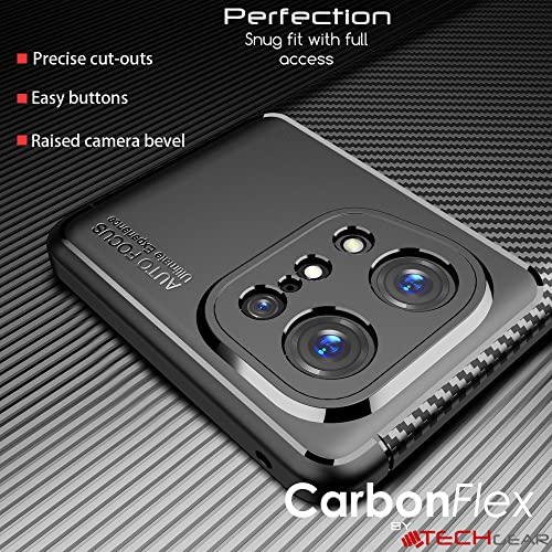 TECHGEAR CarbonFlex Oppo Find X5 5G Case, Soft Premium Luxury Flexible Shockproof TPU Slim Case [Carbon Fibre Design] Ultra Thin Super Protective Case Compatible with Oppo Find X5 - Black