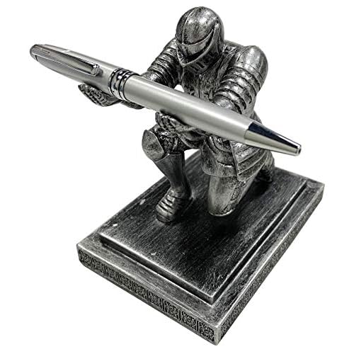 Executive Knight Pen Holder with a Pen Personalized Desk Accessories Decor Home Office Cool Pen Stand Iron