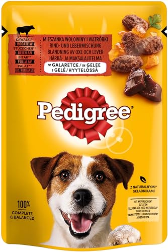 PEDIGREE Hundenassfutter Vital Protection Portionsbeutel mit Rind- und Lebermischung in Gelee, 24 x 100g