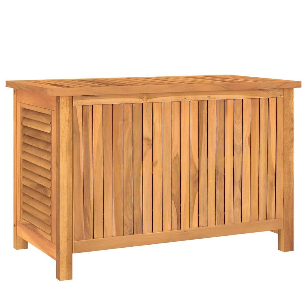 vidaXL Caja de almacenaje de jardín con Bolsa Teca Maciza 90x50x58 cm, Caja de almacenaje, baúl para Mantas, baúl de jardín, baúl de Herramientas