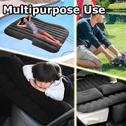 Image of Premium Car Inflatable Bed with Pump & 2 Air Pillow | Quick Inflatable Back Seat Bed | Car Bed for Kids,Travel,Trip,Camping,Picnic,Pool & Beach | Universal Fit | PVC | Black