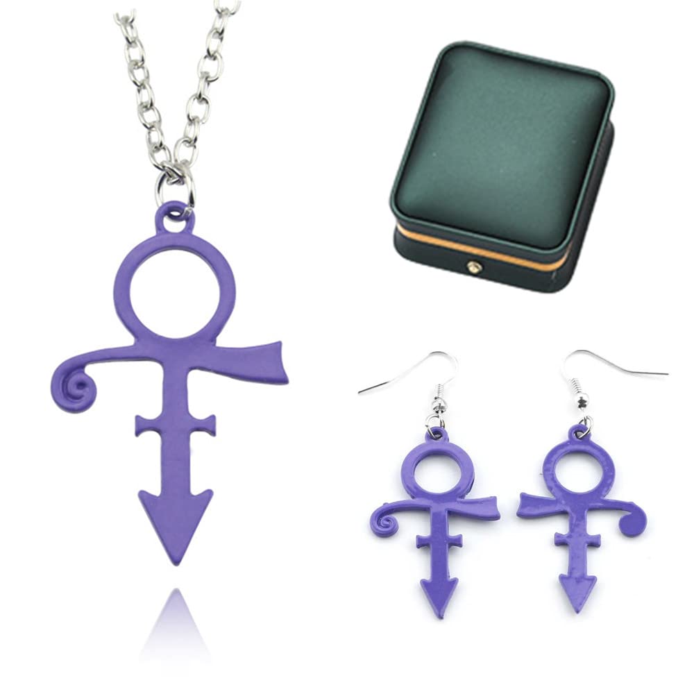 THAWR Show Your Love with Prince Symbol Necklace Set - Premium Quality Materials, Beautifully Crafted by Artisan, Comes with Earrings and Gift Box (