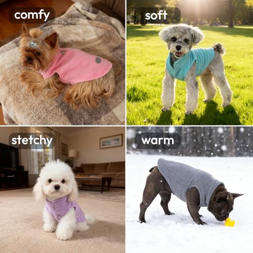 Image of 2Pack Fleece Dog Sweater Vest with Leash Ring Pullover Dog Clothes Sweaters for Small to Large Dogs with Reflective Strip Puppy Clothes Sweater Soft Lightweight Jacket for Fall /Spring /Winter