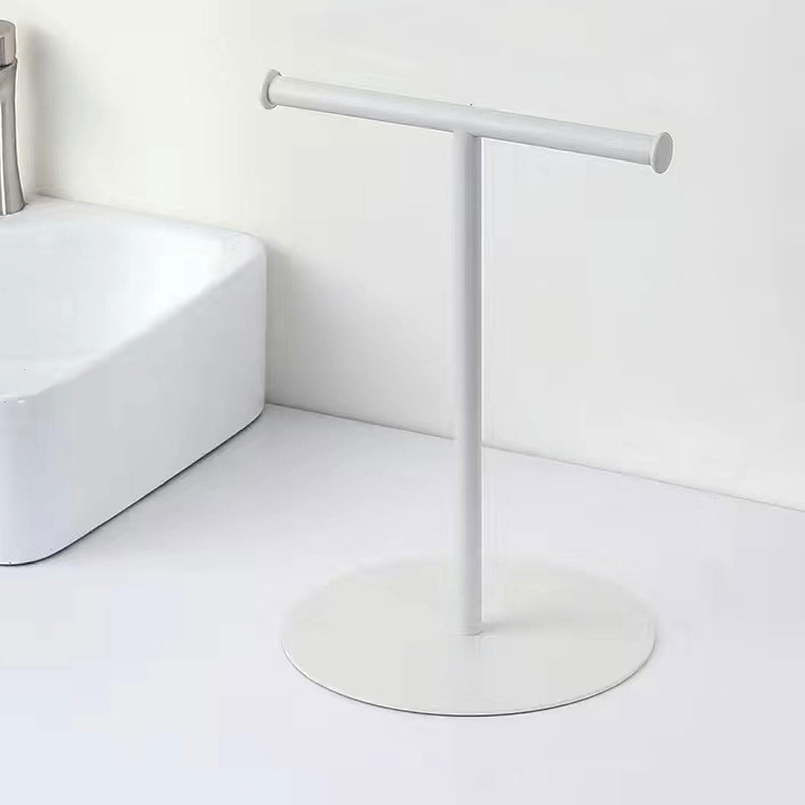 Toalleros De Baño De Pie Acero Inoxidable Se Puede Colocar sobre La Encimera Diseño De Bandeja Base 1/2 Capa Soporte para Toallas 29 * 37 Cm(Negro, Blancoo)(White,29 * 37cm)