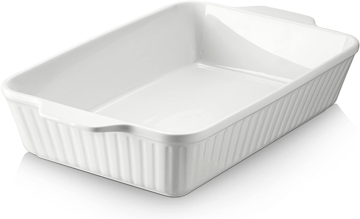 DOWAN Baking Dish, Casserole Dishes for Oven, Lasagna Pan Deep,135 oz Large Ceramic Baking Pan with Handles, 9x13 Baking Dish for Cooking, White