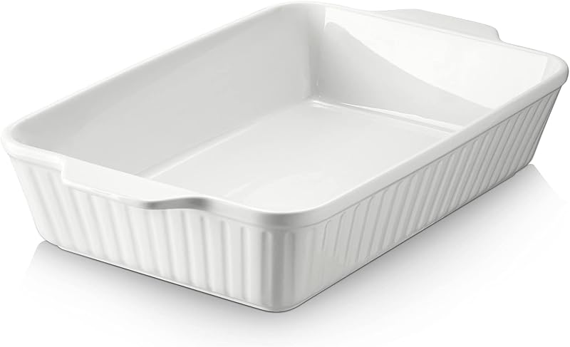 DOWAN 9x13 Kerámia Sütőtál Lasagnához, 4,2 Literes Mély Sütőforma Fehér