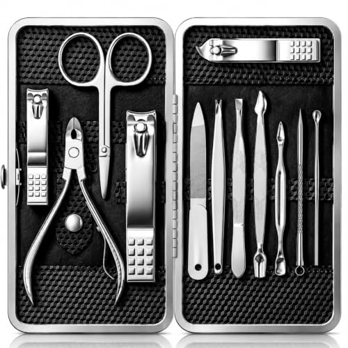 Manicure Set, Stainless Steel Nail Clipper Set with Luxurious Travel Case