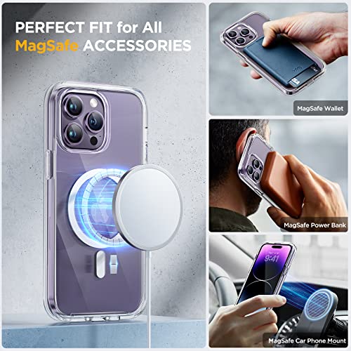 Image of Miracase Magnetic for iPhone 14 Pro Max Case 6.7 inch, (Compatible with MagSafe) Upgrade Full-Body Clear Phone Bumper Case with Built-in 9H Tempered Glass Screen Protector, Magnetic Clear