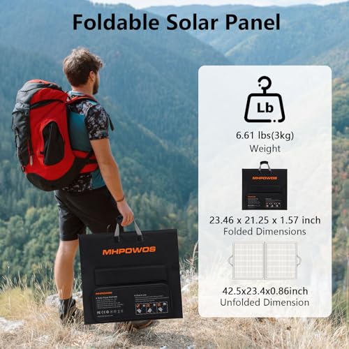 110W Portable Solar Panel, IP67 Waterproof Foldable 110 Watt Solar Panels, High 23.5% Efficiency Solar Charger for Outdoor Camping, Portable Power Station, RV - Image 3