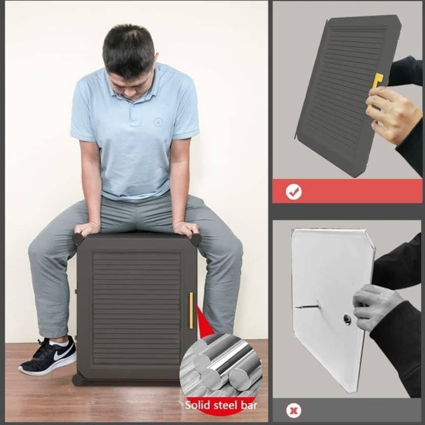 Image of Plastic Shoe Rack for Home with Door | 9-Shelf DIY Shoe Cabinet Organiser | Stores 18 Pairs | Foldable & Waterproof Shoe Stand for Entryway, Bedroom (Grey-HU, 9-Layer)