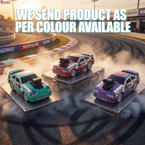 Image of VikriDA Mini Drift RC Car for Kids (Ages 3-10) - 1:64 Scale Metal Body, 3-Speed Remote Control Car, Type-C Charging, 30m Range, 30 Min Playtime