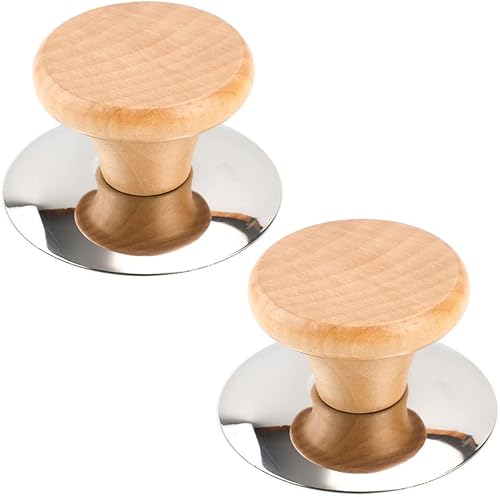 2 piezas de pomo de madera para tapa de olla universal para olla, mango de pomo, utensilios de cocina, tapa de sartén antiquemaduras, repuesto