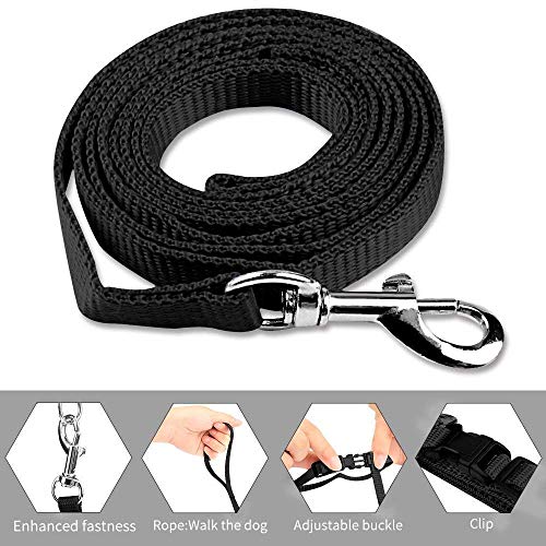 Image of Cat & Small Pet Nylon Strap Collar with Adjustable Walking Harness Leash Pet Walking for Kitten- Plain (Black)