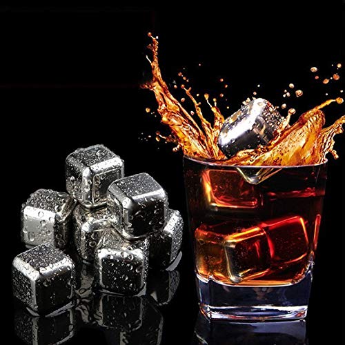 Whiskey Stones Gift Set With 8 Stainless Steel Ice Cubes, Reusable Stainless Steel Chilling Rocks & Tongs, Gift Box Packaging Gift for Men
