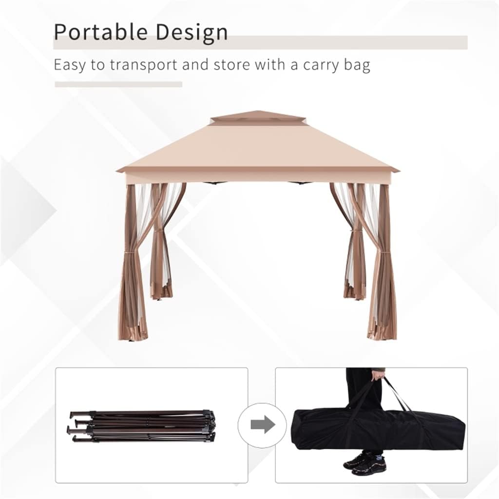 11' X 11' Pops Up Gazebo Outdoor Canopy Shelter with 2-Tier Soft Top, and Removable Zipper Netting, with Large Shade