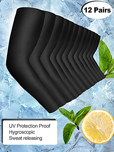Bememo Unisex UV Protection Sleeves Long Arm Sleeves Cooling Arm Cover for Outdoor(Black,12 Pairs)2