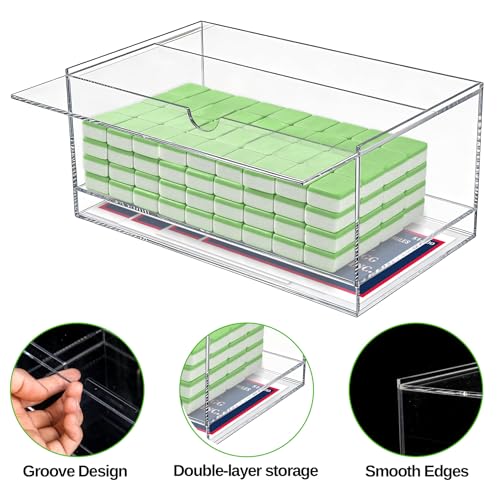 Caja para Fichas de Mahjong Acrílico Transparente 2 Niveles miniatura 3