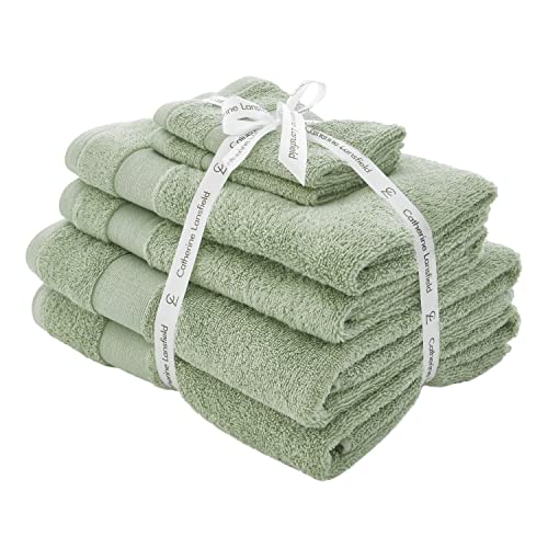 Catherine Lansfield Bathroom Anti-Bacterial Cotton 6 Piece Bale Sage,TW/55660/W/BALE6/SA