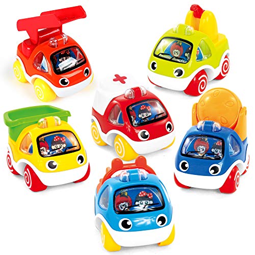 Pull Back Cars, 6 Pack Push and Go Vehicles Toys Friction Powered Car Toys, Toys Cars for Toddler,Pull Back & Go Car Set Birthday Gift for Boys Girls