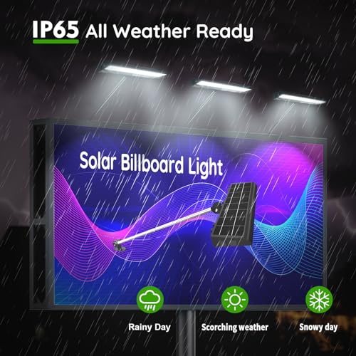 Image of Solar Sign Lights Outdoor with 232 LEDs Super Bright, IP65 Waterproof, 8000MAh Commercial Solar Billboard Light for Real Estate Signs, Business, Advertisement, High Way Sign Lighting