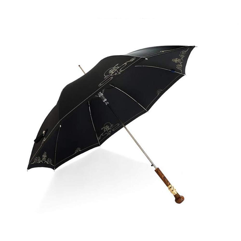 LUYIYI Large Umbrella, Long Handle Umbrella, Parasol, Double-use, Men's Business Umbrella, Black, Automatic