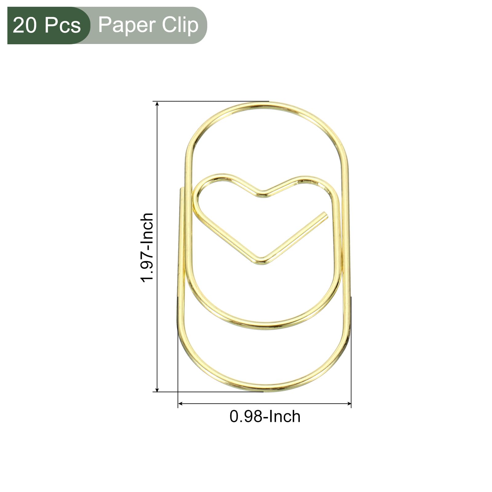 YOKIVE 20 Pcs Paper Clip, Heart-Shaped Clips, Keep Table Neat, Great for Office Art, Home, Daily Use (Gold Tone, 2-inch) - Image 2