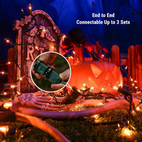 Image of BrizLabs Orange Halloween Lights 300 Count 69.6ft Incandescent Light String