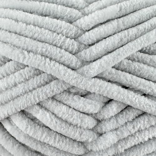 Image of Cuddly Velvet Chenille Yarn, Super Soft Fluffy Bulky for Knitting Crocheting Blanket Amigurumi, Durable for Shedding, 100 Gram (3.53 Ounces) 109 Yards (100 Meters) (Light Gray) (3 Skeins)