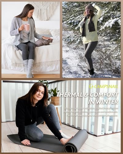 CAMPSNAIL Fleece Lined Leggings Women - Thick Soft High Waisted Black Tummy Control Thermal Warm Velvet Pants for Cold Winter