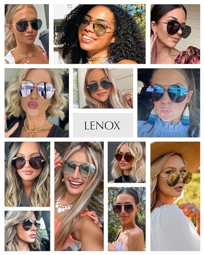 DIFF Lenox Oversized Aviator Sunglasses for Women UV400 Protection, Designer Lightweight Gold Stainless Steel Frames3