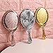 KABAKE Handheld Mirror, Hand Held Mirror with Handle, Small Travel Packet Compact Mirrors, Vintage Decorative Makeup Cosmetic Purse Mirrors for Girls Women, Golden