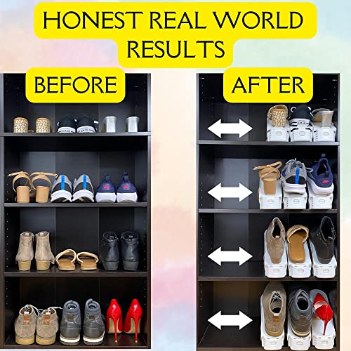 Adjustable Shoe Stackers [20Pk] - Dorm Organization - Double Deck Shoe Rack Organizer For Closet Organization - Smart Small Space Solution - Shoe Slot Organizers - Freestanding Stacking Shoe Holder #TOP1