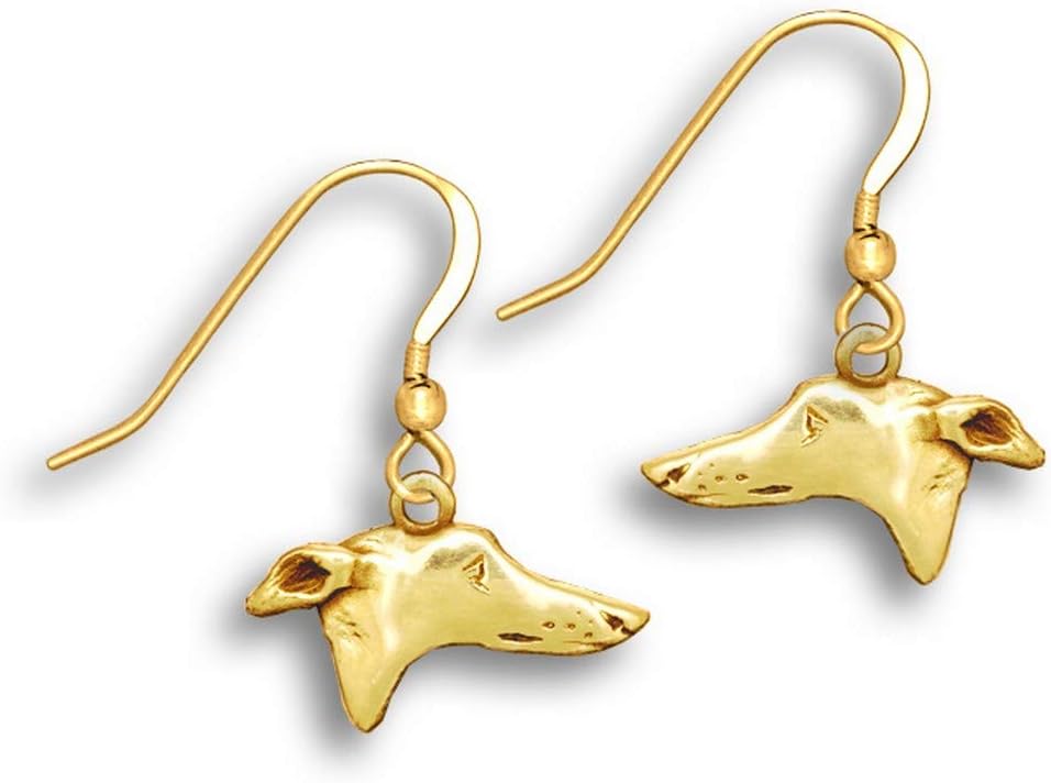 14k Gold Greyhound Earrings - Handcrafted Whippet Gifts