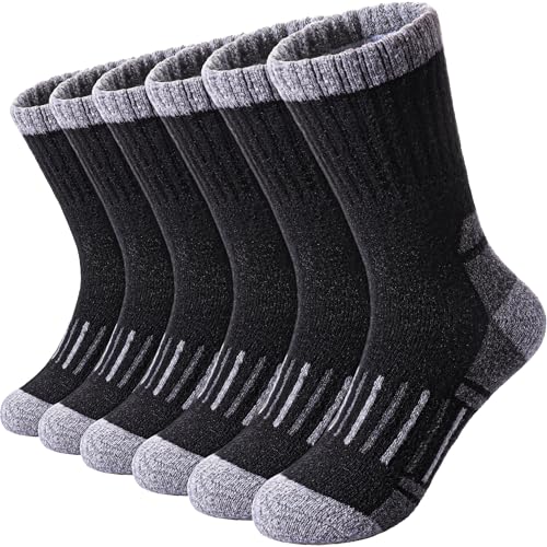 Kids Merino Wool Hiking Socks Boys Girls Toddlers Winter Warm Thick Thermal Cushion Crew Gift Socks 6 Pairs