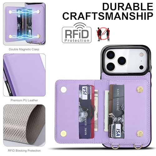 GOYIDA for iPhone 17 Pro Wallet Case with Card Holder, Violet - image 4