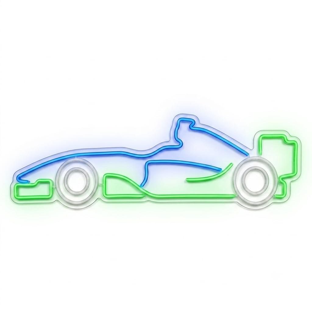 Letrero Coche deportivo carrera Cartel Luminoso LED Escaparate, Decoración de Pared en Metacrilato, Luz Brillante, aproximadamente 51x21cm alimentación 12v