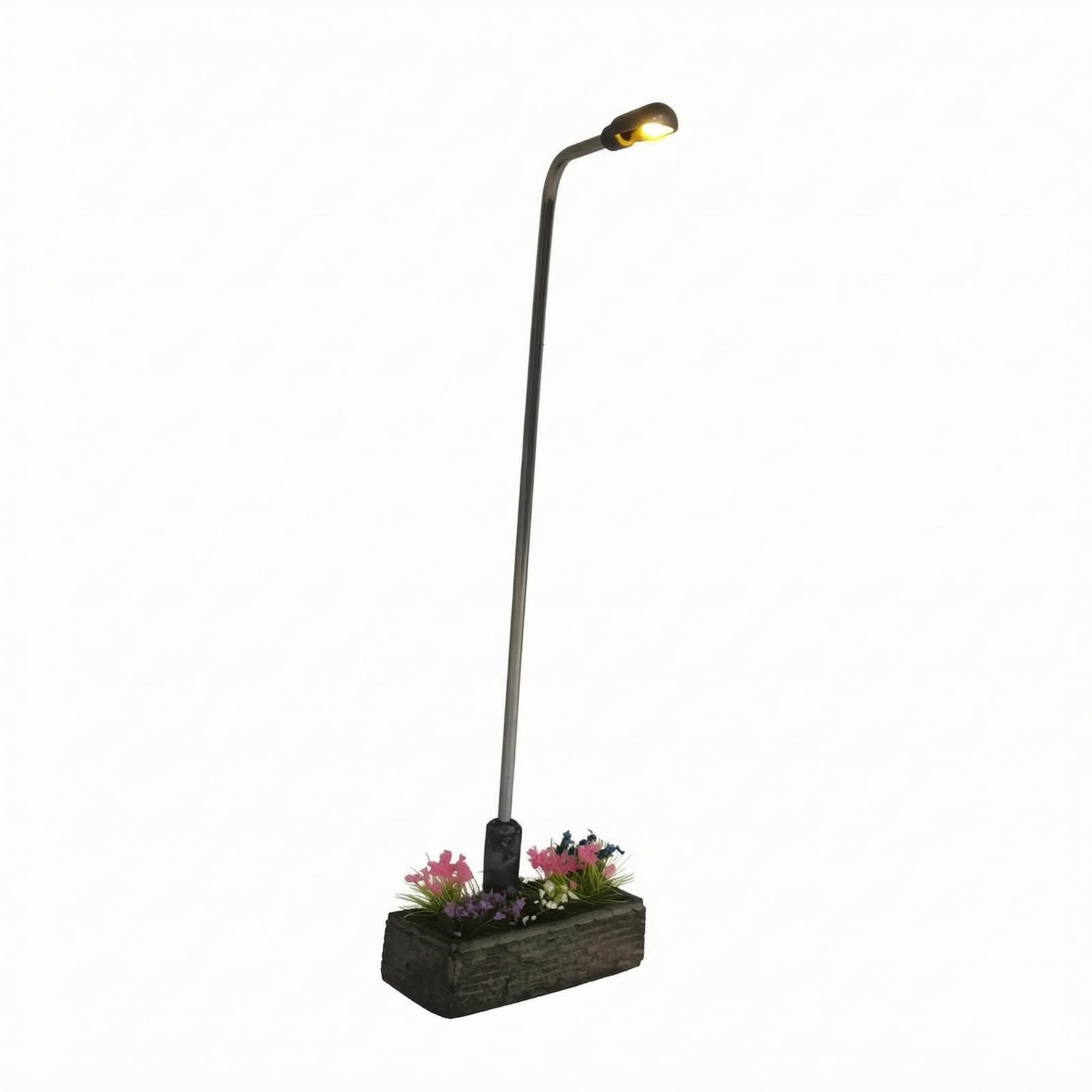 Scenic Base 1:64 Street Lamp Model Tabletop Lighted Decorative Micro Landscape Lamppost Molded Ground Texture for Miniature Scene, Desktop Display, 11.5CM, Yellow-image-25