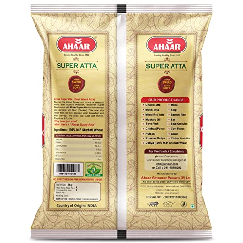 Image of Ahaar Super Atta 5Kg | 100% Natural MP Sharbati Wheat Flour