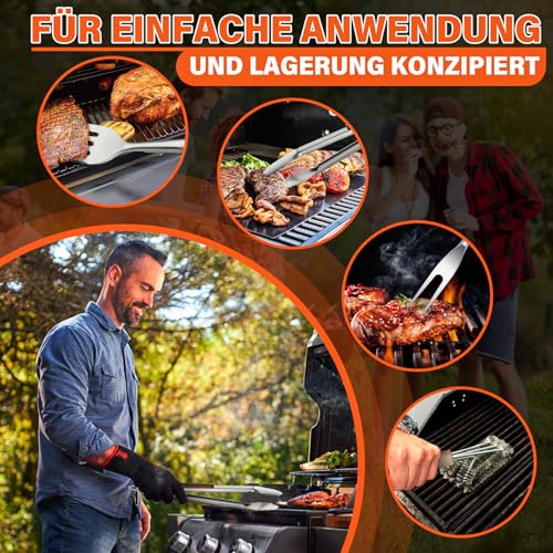 TIVOLI Grillbesteck Set 4-teilig aus Edelstahl mit Holzgriffen – Ansicht 6